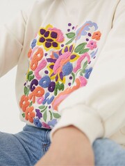 FatFace Alex Natural Art Floral Crew Sweatshirt - Image 6 of 7