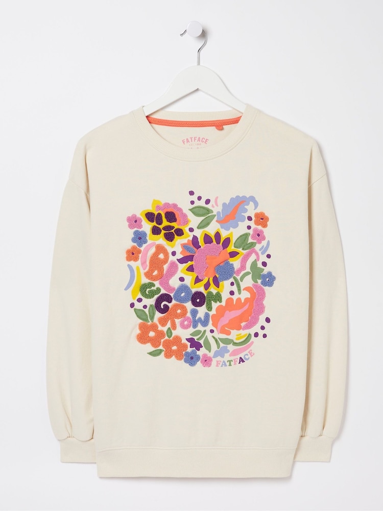 FatFace Alex Natural Art Floral Crew Sweatshirt - Image 7 of 7