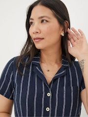 FatFace Blue Acre Stripe Linen Blend Jumpsuit - Image 5 of 6