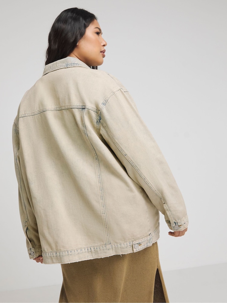 Simply Be Natural Boyfriend Vintage Wash Denim Jacket - Image 2 of 5