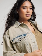 Simply Be Natural Boyfriend Vintage Wash Denim Jacket - Image 4 of 5