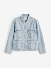 Simply Be Blue Utility Cargo Pocket Denim Jacket - Image 4 of 4