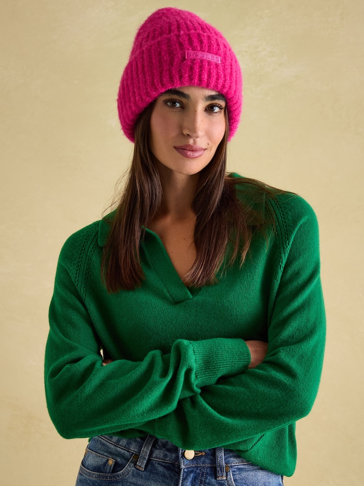 Joules Caversham Bright Pink Beanie Hat - Image 2 of 5