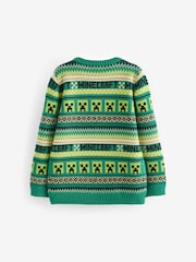 Green Minecraft Christmas Fairisle Pattern Crew Neck Jumper (3-16yrs) - Image 2 of 5