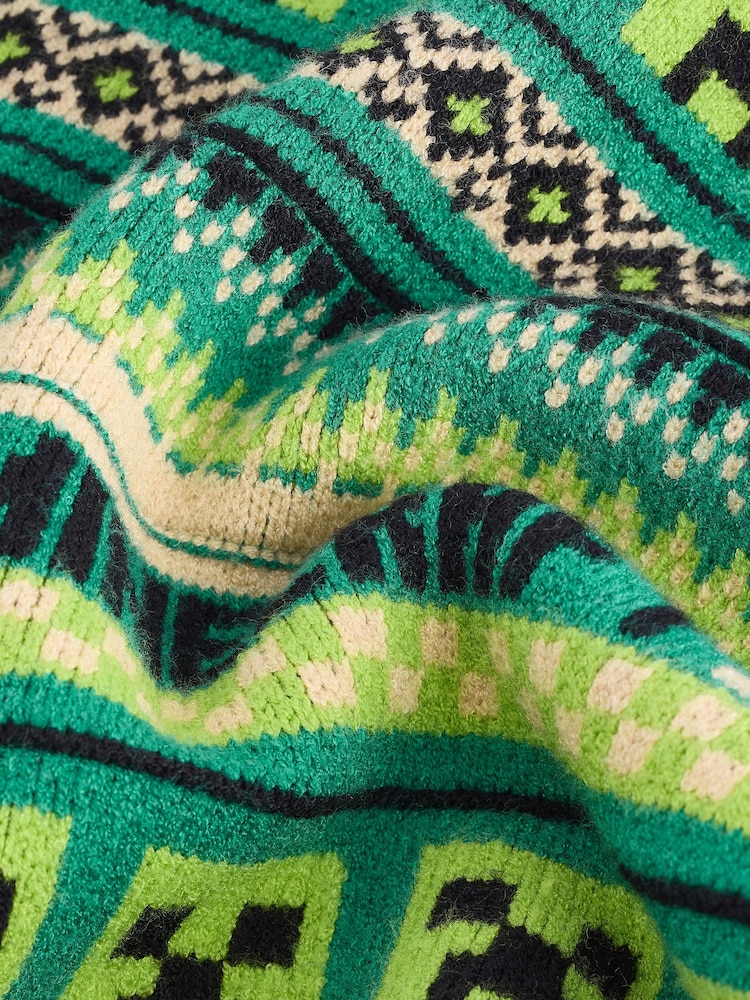 Green Minecraft Christmas Fairisle Pattern Crew Neck Jumper (3-16yrs) - Image 5 of 5
