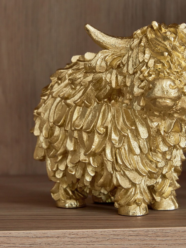 Gold Hamish the Highland Cow Ornament - Image 2 of 6