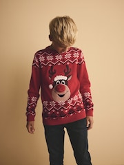Reindeer 100% Cotton Christmas Jumper (3-16yrs) - Image 2 of 5