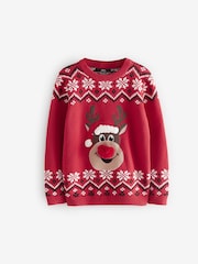 Reindeer 100% Cotton Christmas Jumper (3-16yrs) - Image 3 of 5