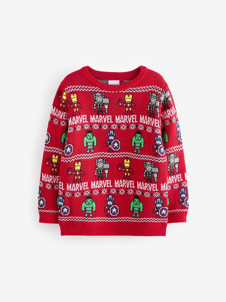 Marvel Avengers Christmas Fairisle Pattern Crew Neck Jumper (3-16yrs) - Image 1 of 5