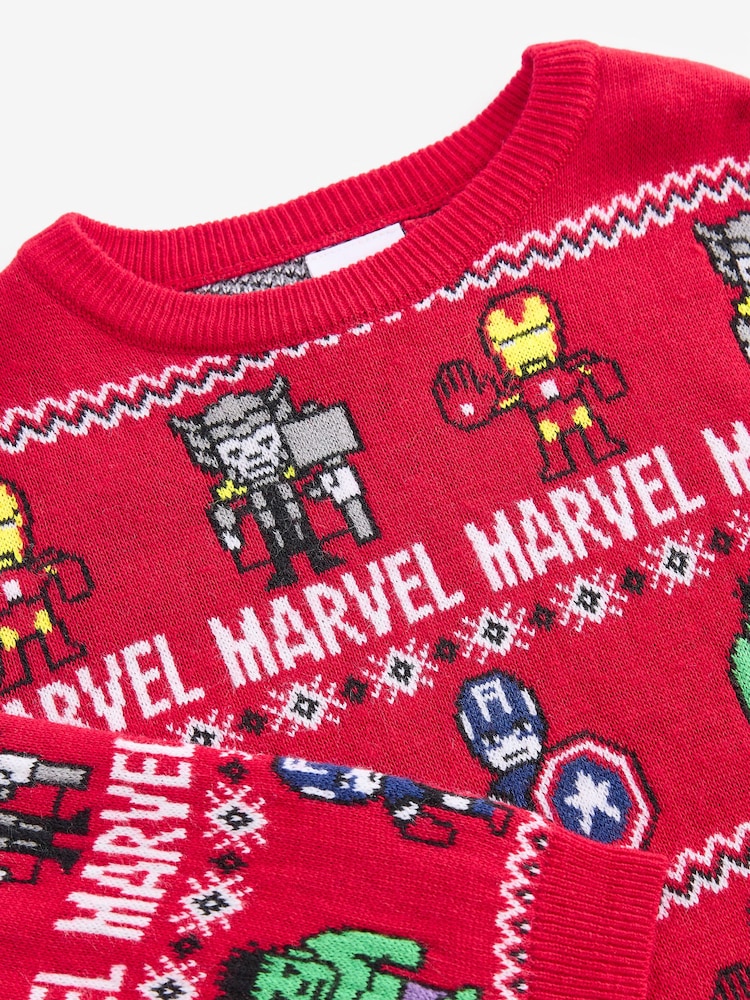 Marvel Avengers Christmas Fairisle Pattern Crew Neck Jumper (3-16yrs) - Image 3 of 5