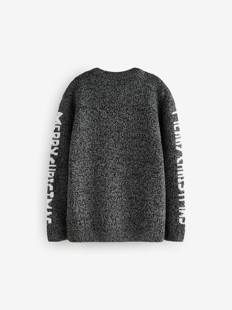 Charcoal Grey Gingerbread 100% Cotton Christmas Jumper (3-16yrs) - Image 2 of 4