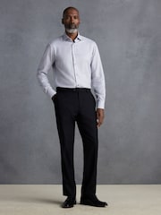 Grey Signature Textured 100% Cotton Slim Fit Single Cuff Shirt - Image 3 of 8