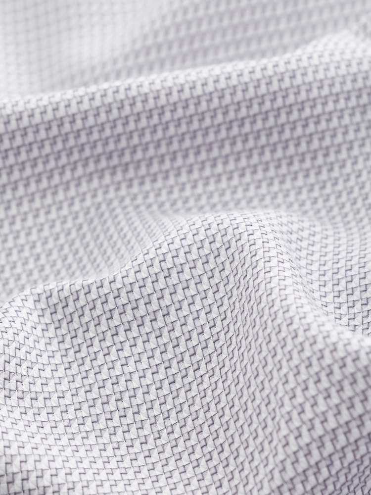 Grey Signature Textured 100% Cotton Slim Fit Single Cuff Shirt - Image 4 of 8