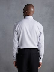 Grey Signature Textured 100% Cotton Slim Fit Single Cuff Shirt - Image 5 of 8