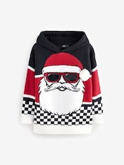 Santa Colourblock Hooded 100% Cotton Christmas Jumper (3-16yrs) - Image 5 of 8