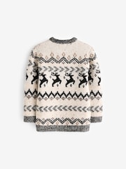 Black/White Matching Family Boys Christmas Fairisle Pattern Stag Jumper (3mths-16yrs) - Image 6 of 7