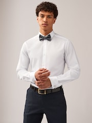 White/Silver Glitter Bow Tie Slim Fit Single Cuff Shirt And Bow Tie Pack - Image 2 of 7