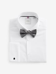 White/Silver Glitter Bow Tie Slim Fit Single Cuff Shirt And Bow Tie Pack - Image 6 of 7