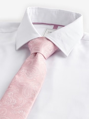 White/Pink Paisley Regular Fit Occasion Shirt And Tie Pack - Image 1 of 8