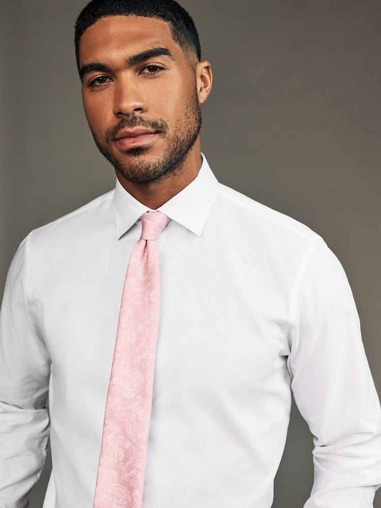 White/Pink Paisley Regular Fit Occasion Shirt And Tie Pack - Image 5 of 8