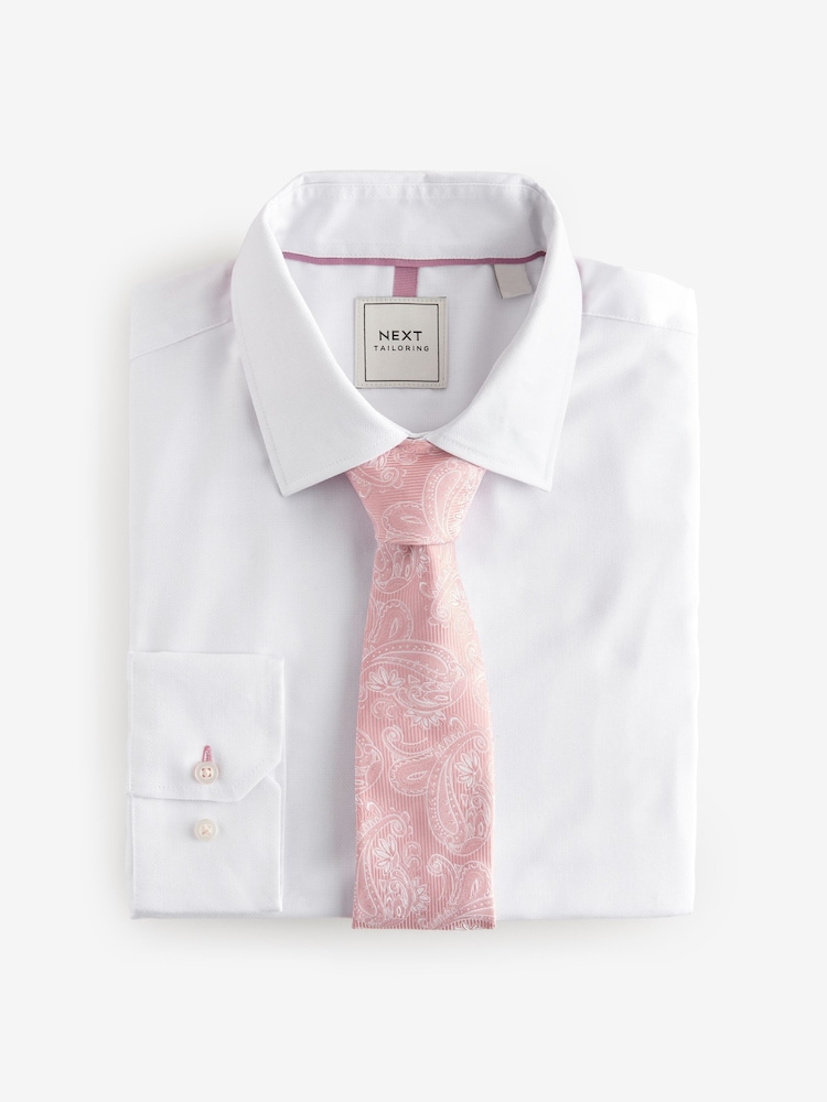 White/Pink Paisley Regular Fit Occasion Shirt And Tie Pack - Image 7 of 8