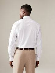 White/Neutral Brown Diamond Jacquard Slim Fit Occasion Shirt And Tie Pack - Image 4 of 8