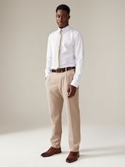 White/Neutral Brown Diamond Jacquard Slim Fit Occasion Shirt And Tie Pack - Image 5 of 8