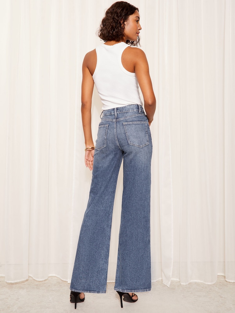 Friends Like These Mid Blue Wide Leg Jeans - Image 4 of 4