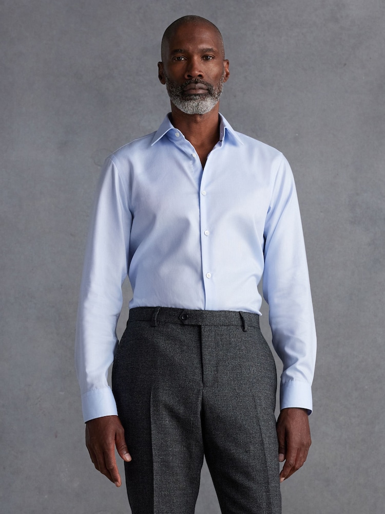 Blue Regular Fit Signature Royal Oxford Long Sleeve Single Cuff 100% Cotton Shirt - Image 1 of 7