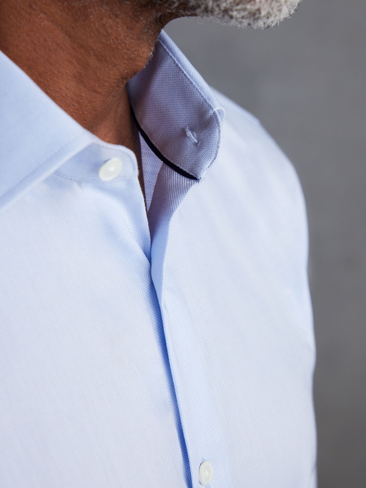 Blue Regular Fit Signature Royal Oxford Long Sleeve Single Cuff 100% Cotton Shirt - Image 4 of 7