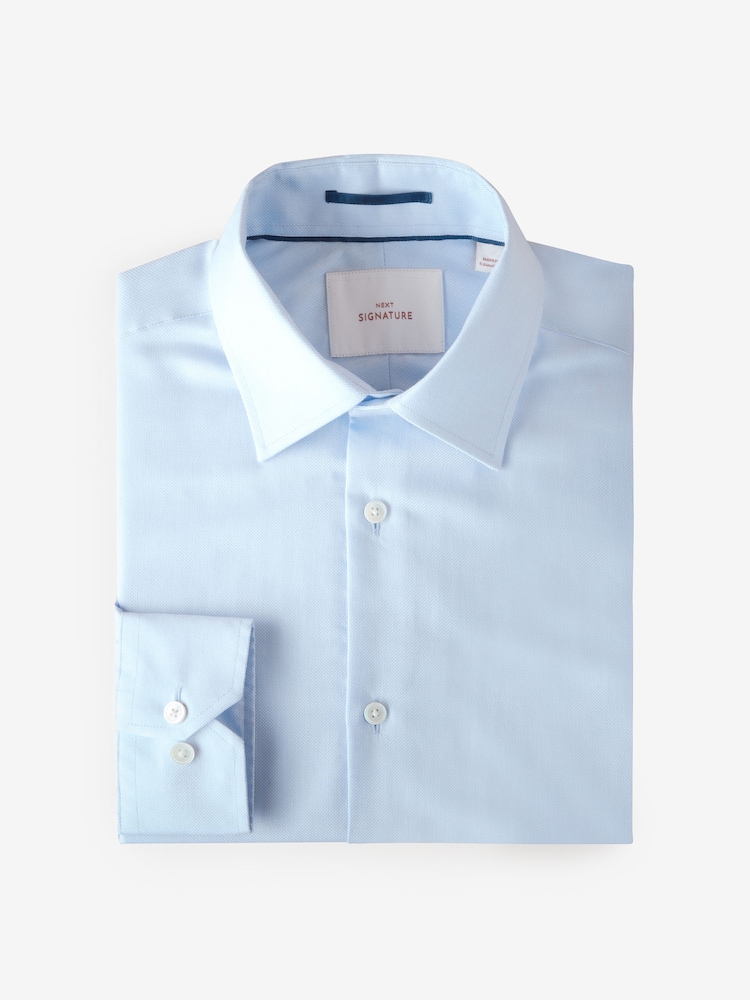 Blue Regular Fit Signature Royal Oxford Long Sleeve Single Cuff 100% Cotton Shirt - Image 5 of 7