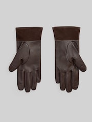 Lauren Ralph Lauren Brown Leather and Suede Logo Detail Gloves - Image 2 of 2
