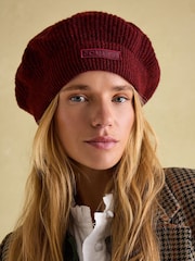 Joules Joelle Burgundy Red Knitted Beret - Image 1 of 5