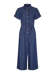 Yumi Blue 100% Cotton Denim Button Jumpsuit - Image 5 of 5