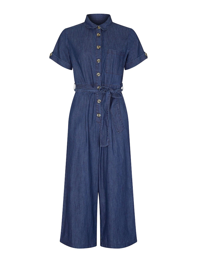 Yumi Blue 100% Cotton Denim Button Jumpsuit - Image 5 of 5
