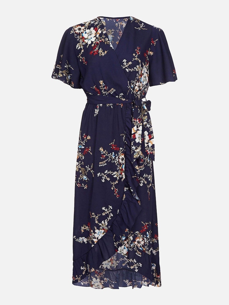 Mela Blue Floral Short Sleeve Maxi Dress - Image 4 of 4
