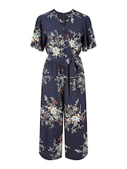 Mela Blue Floral Print Jumpsuit With Angel Sleeves - Image 5 of 5