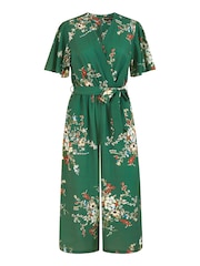 Mela Green Floral Print Jumpsuit With Angel Sleeves - Image 4 of 4