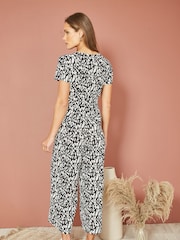 Mela Black Wrap Over Stretch Jumpsuit - Image 3 of 4