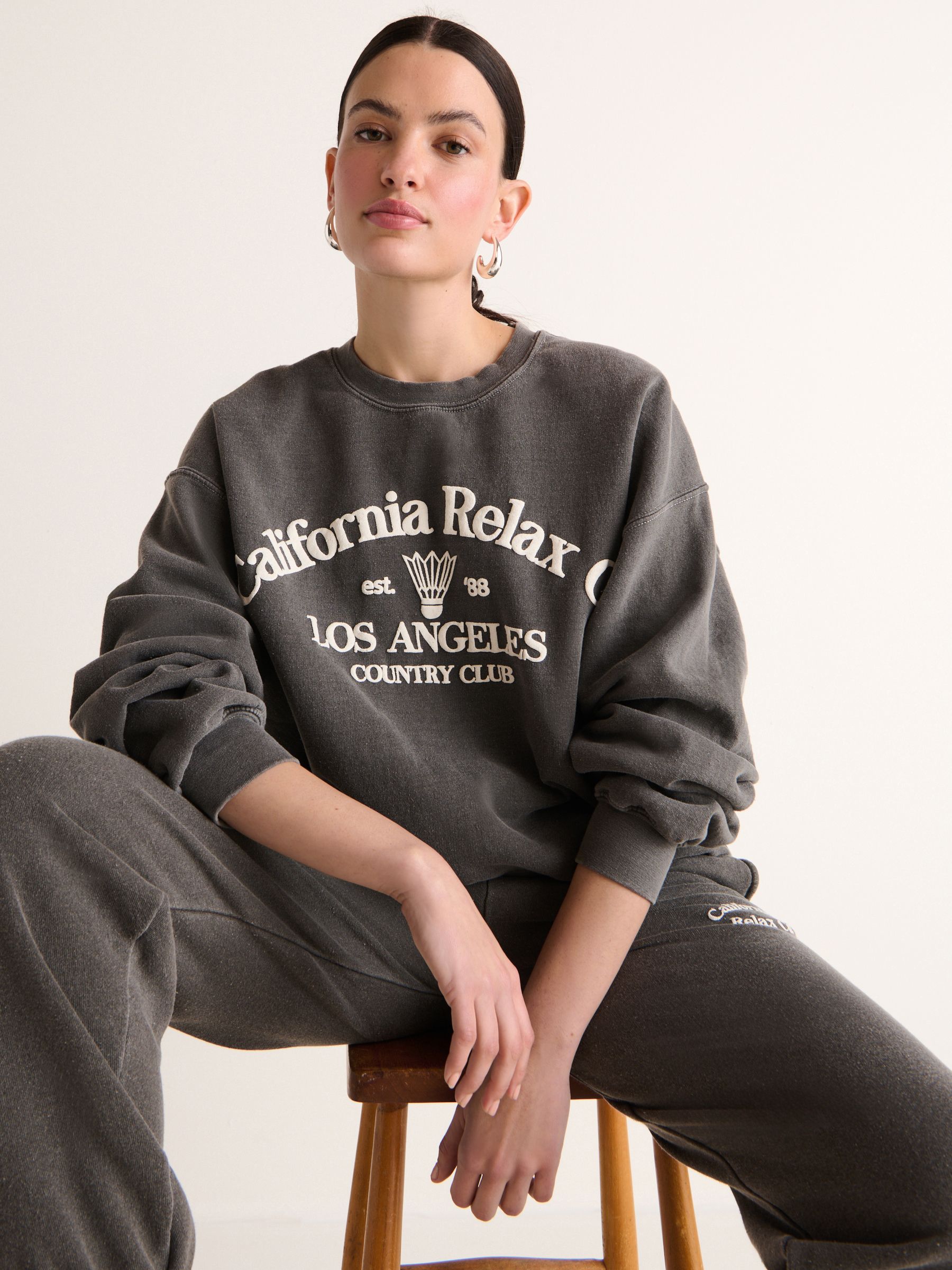 Buy Charcoal Grey Relaxed Fit Oversized Washed California Long Sleeve  Graphic Slogan Sweatshirt from Next Luxembourg