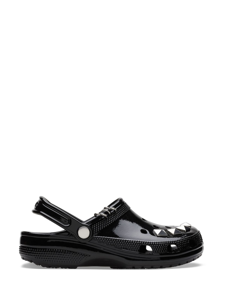 Crocs Black Studded High Shine Clogs - Image 1 of 6