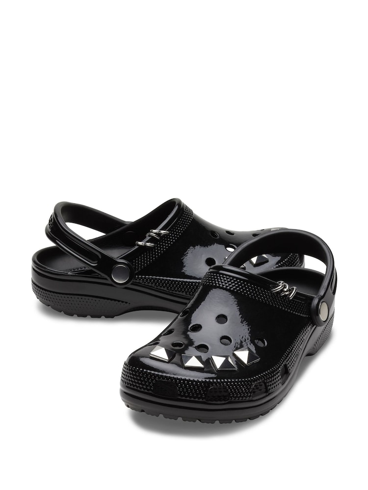 Crocs Black Studded High Shine Clogs - Image 3 of 6