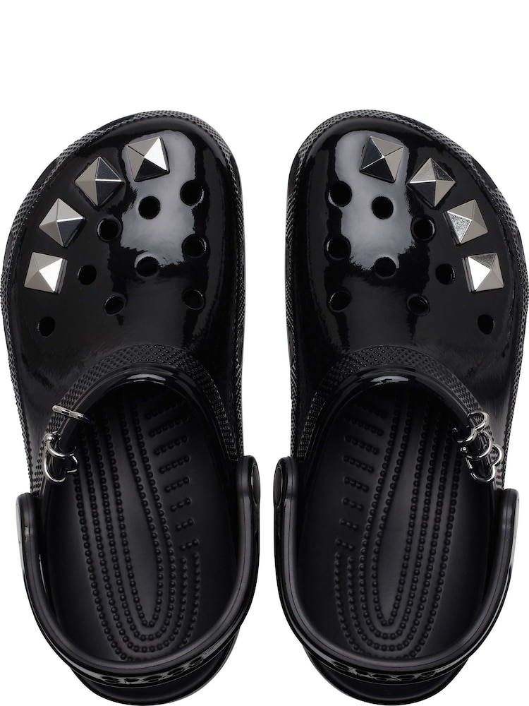 Crocs Black Studded High Shine Clogs - Image 6 of 6
