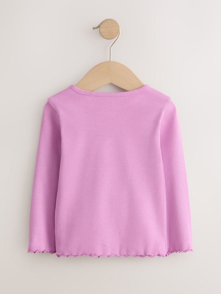 Pink Bunny Embroidery Rib Long Sleeve T-Shirt (3mths-7yrs) - Image 2 of 4 Pink Bunny Embroidery Rib Long Sleeve T-Shirt (3mths-7yrs) - Image 2 of 4