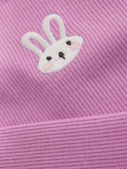 Pink Bunny Embroidery Rib Long Sleeve T-Shirt (3mths-7yrs) - Image 3 of 4