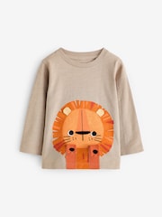 Natural Lion Long Sleeve Interactive T-Shirt (3mths-7yrs) - Image 1 of 4