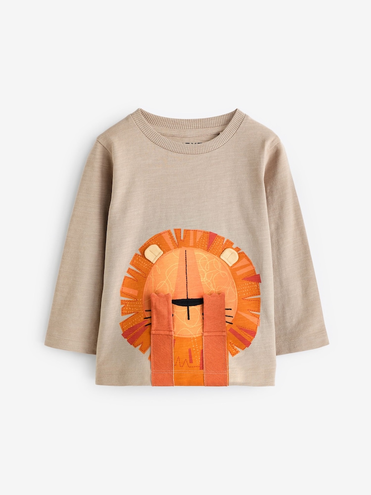 Natural Lion Long Sleeve Interactive T-Shirt (3mths-7yrs) - Image 2 of 4