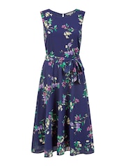 Yumi Blue Floral Print Midi Skater Dress - Image 3 of 3