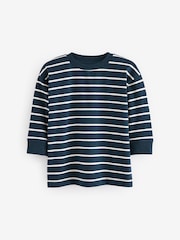 Navy Blue/White Long Sleeve Stripe T-Shirt (3mths-7yrs) - Image 1 of 3