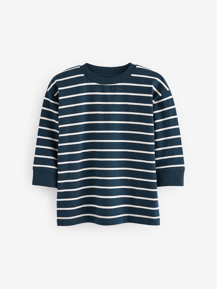 Navy Blue/White Long Sleeve Stripe T-Shirt (3mths-7yrs) - Image 1 of 3
